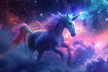 Obraz na płótnie Canvas A unicorn in space