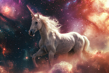 Obraz na płótnie Canvas A unicorn in space