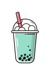 Bubble tea isolated on a white background. Illustration of smoothie or bubble tea