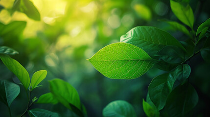 Obraz premium green leaves in the morning sun