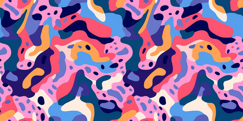 Colorful abstract organic shape seamless pattern illustration. Trendy and creative background