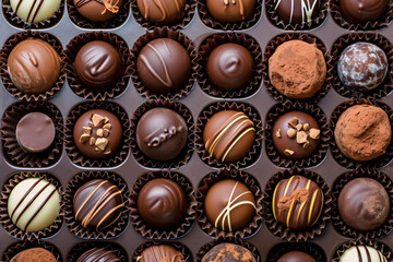 Delicious variety of chocolates in a box