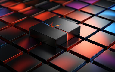 Colorful glowing checkered abstract background,created with Generative AI tecnology.