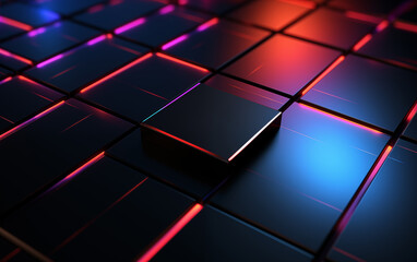 Colorful glowing checkered abstract background,created with Generative AI tecnology.