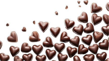 Fototapeta premium Chocolate heart candies, graphic banner, isolated