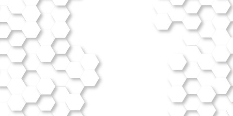 Fototapeta premium Background hexagons White Hexagonal Luxury honeycomb grid White Pattern. Vector Illustration. 3D Futuristic abstract honeycomb mosaic white wallpaper background. Abstract geometric mesh cell texture.