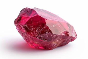 ruby red diamond gemstone on the white background