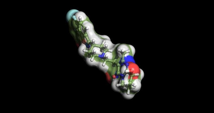Paliperidone, drug against schizophrenia and other delusional disorders, 3D molecule 4K