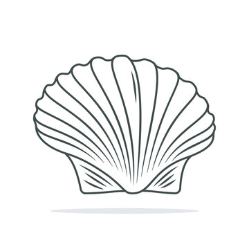 recommend clip art: Sea shell, scallop vector sketch illustration. Seashell outline cartoon style