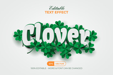 Clover Text Effect 3D Curved Style. Editable Text Effect.