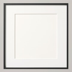 Black wooden frame mockup on white wall. Poster, artwork mockup. Clean, modern, minimalist frame.