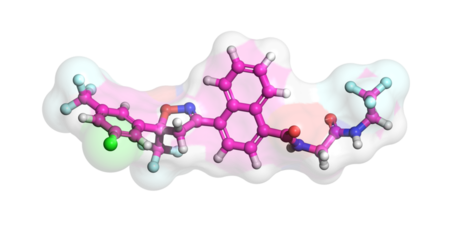 Afoxolaner, drug against fleas and ticks, 3D molecule 4K