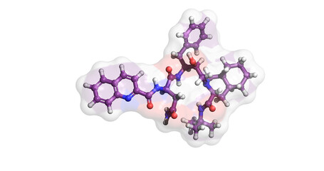 
Saquinavir, HIV protease inhibitor, AIDS drug, 3D molecule 4K