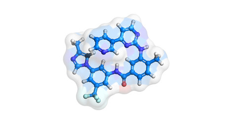 Nilotinib, anticancer drug for treating Chronic Myeloid Leukemia (CML), 3D molecule 4K
