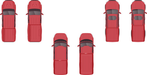 top view flat cartoon of pickup truck car vehicle © moxumbic