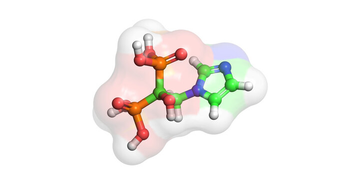 
Zoledronic acid, drug for hypercalcemia, multiple myeloma, and bone metastasis from solid tumors, 3D molecule 4K