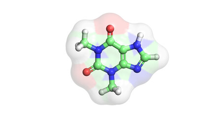 
Theophylline, drub for asthma, COPD, and other lung conditions, 3D molecule 4K