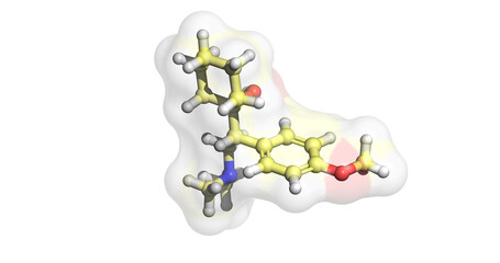 
Venlafaxine, drug for the management of depression and panic disorder, 3D molecule 4K