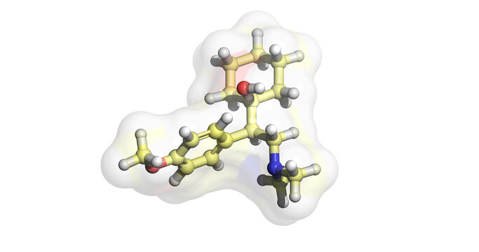 
Venlafaxine, drug for the management of depression and panic disorder, 3D molecule 4K