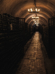 dark corridor in the basement of old winery