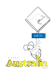 hand drawn line art vector of a postcard art for australia day.