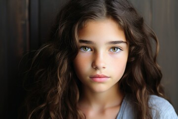 Fototapeta premium Innocent girl looking into the camera representing youth.