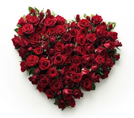 an arrangement of red roses in a heart shape