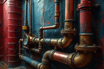 old rusty pipes - obrazy, fototapety, plakaty