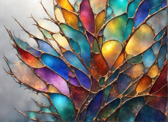 Generative AI colorful the breathtaking beauty of a colorful vibrant stained glass, colorful stained glass, colorful stained window, colorful crystal stained glass, Colorful Glass Crystals