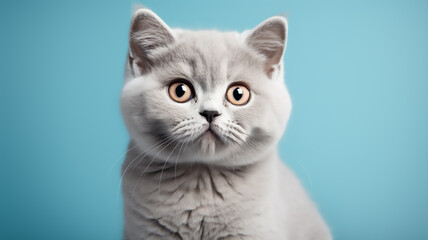A Cat looking into the camera pastel background