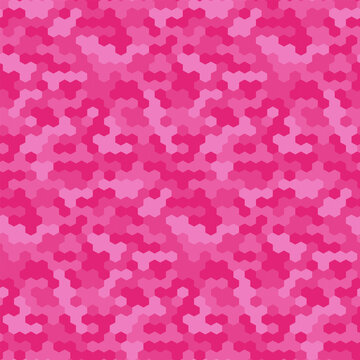 Pink seamless hexagonal vector pattern.