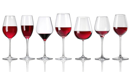 Set of various wine glasses, isolated