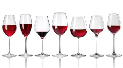 Set of various wine glasses, isolated