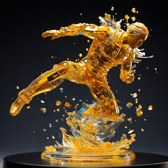The Explosive Shattering of a Colorful Topaz Glass Sculpture.