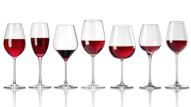 Set of various wine glasses, isolated