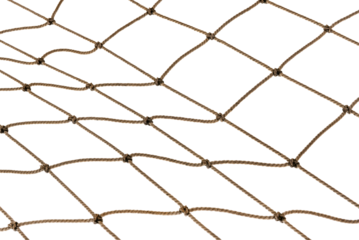 Football or tennis net. Rope mesh on a white background close-up