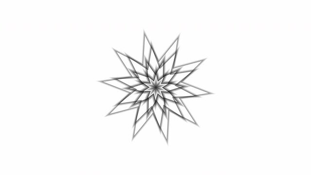 Abstract gray or black and white tone star shape technology background slow with rotating movements.