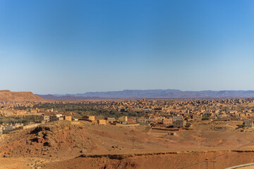 Fototapeta na wymiar Landscape view of Atlas mountains and oasis around Douar Ait Boujane village in Todra gorge in Tinghir, Morocco.
