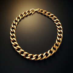 Obraz premium big gold fancy chain with square pendant without background created with Generative Ai