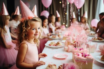 The birthday party of a little princess girl.