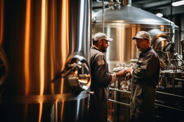 Men while brewing craft beer.