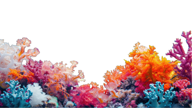 Graphic border of colorful sea coral at the bottom