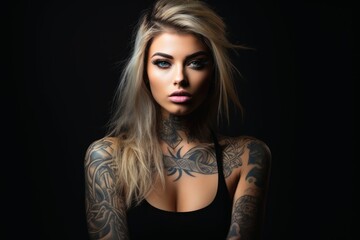 Fototapeta premium Stunning portrait of a woman with tattoos.