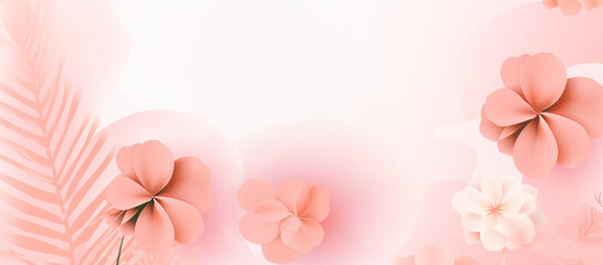Abstract soft floral background with flower, leaves and different geometric shapes.