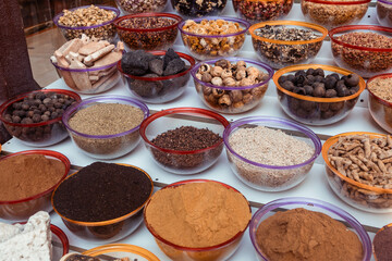 Variety of spices in the Dubai spice market