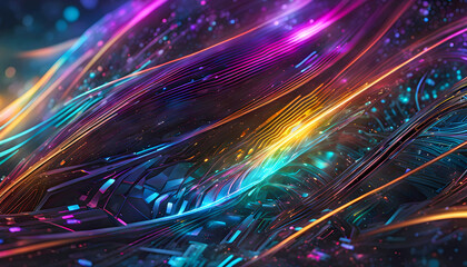 Obraz premium Digital abstract background of technological processes, neural networks and artificial intelligence from graphic shapes, abstract backgrounds for design,