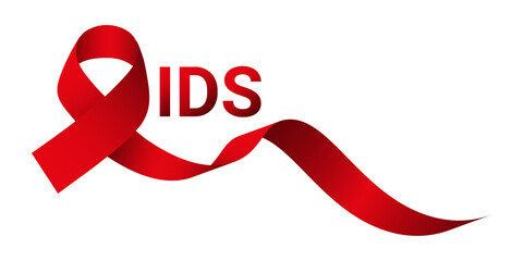 Aids awareness ribbon on transparent background.