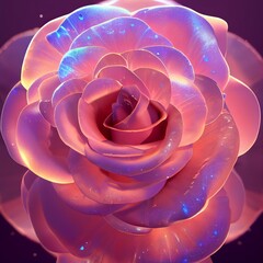 Divine cosmic pink rose blooming