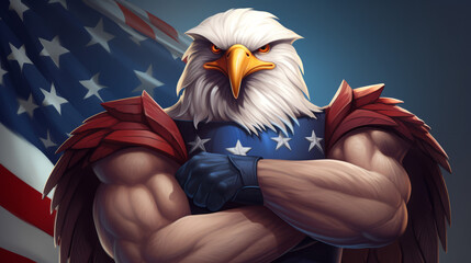 A american patriot Sea Eagle with muscles