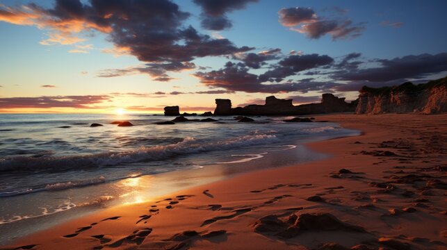 Beautiful beach during sunset UHD wallpaper